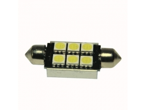 LED CANBUS szofita izzó 24V (6smd-sárga-41mm) 2db