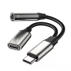 USB-C elosztó adapter + Mini Jack 3,5 mm-es