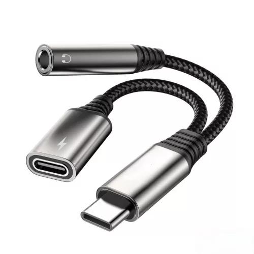 USB-C elosztó adapter + Mini Jack 3,5 mm-es