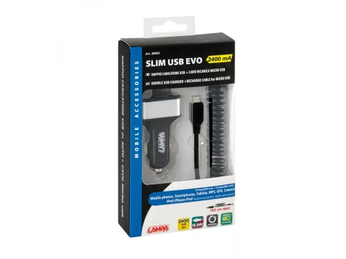 SZIVARGYÚJTÓS TELEFONTÖLTŐ+2DB USB 12/24V 2400ma