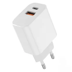 Hálózati töltő USB+USB-C 20W gyorstöltés 230V