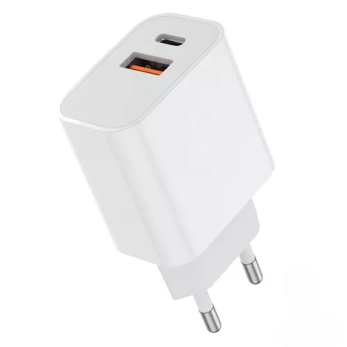 Hálózati töltő USB+USB-C 20W gyorstöltés 230V