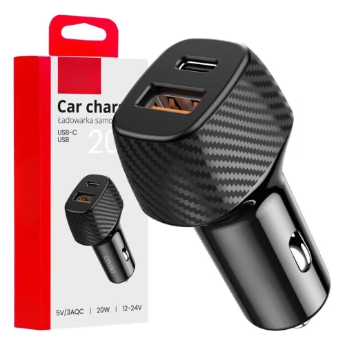 20 W-os autós gyorstöltő és PD  technológiával, USB-A és USB-C aljzatokkal