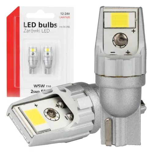 LED T10 W5W izzó 2 smd 12/24V fehér 2db