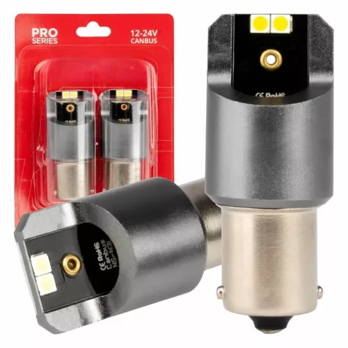 LED izzó CANBUS PRO BA15S P21W 4x3030 SMD fehér 12/24V (2db)