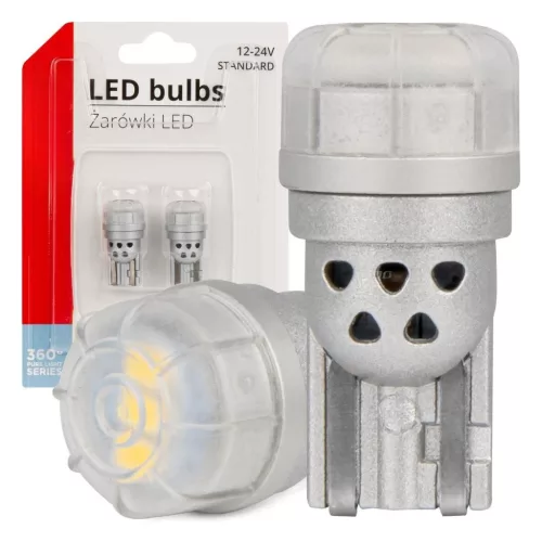 LED izzó 12/24V T10/W5W 3x3020 SMD Fehér (2db)