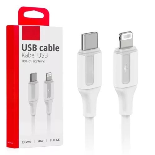 Telefon töltő kábel USB-C ből lightingba 20W 100cm