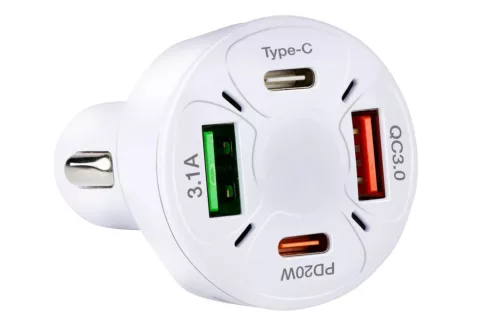 USB autós töltő 4 az 1-ben, PD 20 W