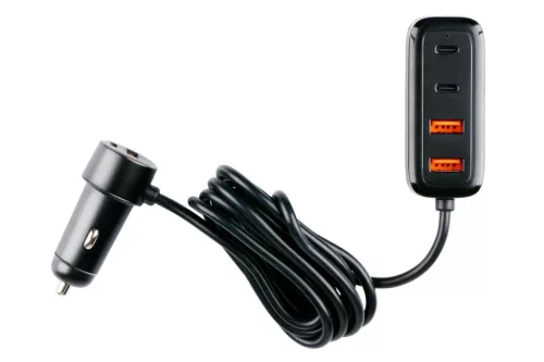 Autós töltő 12?24 V, USB-A + USB-C, hub funkcióval