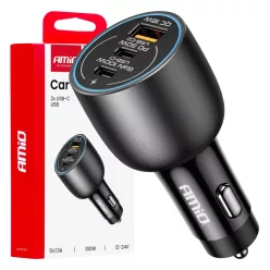 USB töltő 2x USB C+ USB A, 12/24V, 100W
