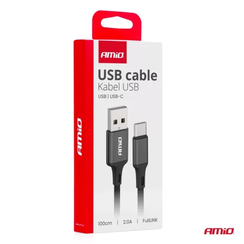 USB-A/USB-C töltőkábel 2A 100cm