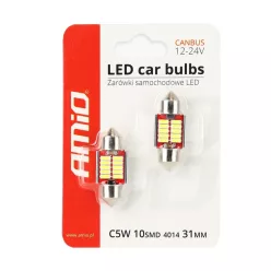 LED CANBUS szofita izzó 12/24V fehér 2db (36mm) 10SMD