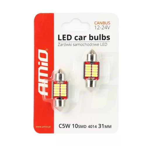 LED CANBUS szofita izzó 12/24V fehér 2db (36mm) 10SMD
