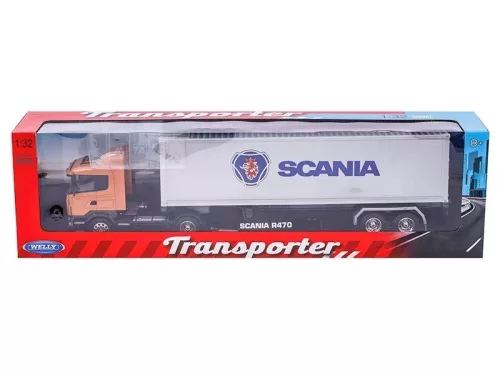 1:32 Scania R470 Nyerges Vontató + Utánfutó ? Narancssárga/Ezüst