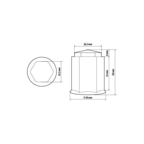 Csavarkupak krómozott 32mm-es (magasság 50mm 10db)