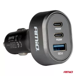   Szivargyújtó elosztó 2xUSB-C  PD65W PD20W + 1 USB-A 12/24V