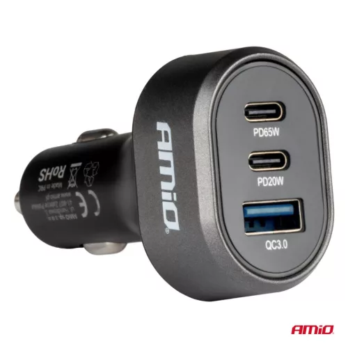 Szivargyújtó elosztó 2xUSB-C  PD65W PD20W + 1 USB-A 12/24V