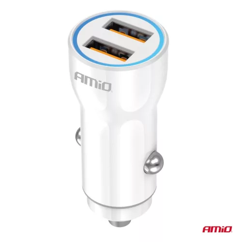 Szivargyújtó töltő 2X USB-A kék fénnyel