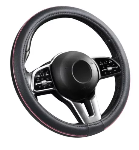 Bőrhatású Kormányvédő 38cm / Pink betétes