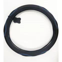 Valódi bőr kormányvédő SPORT BLACK BLUE 38cm