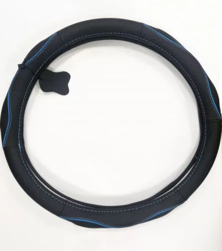 Valódi bőr kormányvédő SPORT BLACK BLUE 38cm