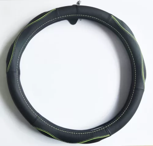 Valódi bőr kormányvédő SPORT BLACK GREEN 38cm