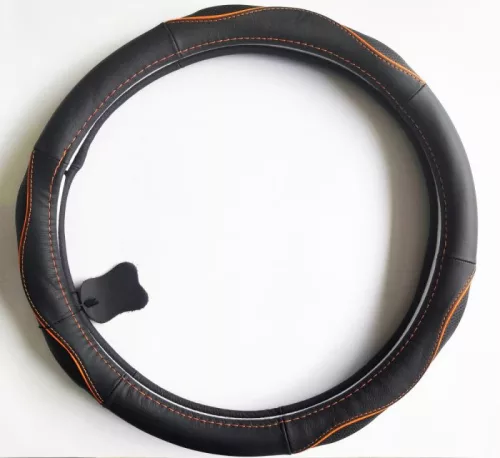 Valódi bőr kormányvédő SPORT BLACK ORANGE 38cm