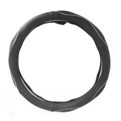 Valódi bőr kormányvédő SPORT BLACK SILVER 38cm