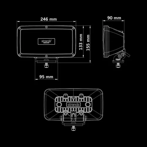 Strands IZE LED OG REX távolsági lámpa  2,5m kábellel, 10?36 V 150W IP68/69K