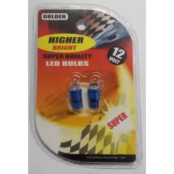 LEd izzó 12V/T10 1 LED 2db kék