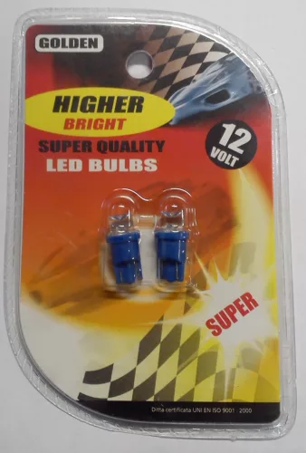 LEd izzó 12V/T10 1 LED 2db kék