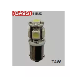 LED izzó BA9S T4W 12V (5smd - fehér) 2db