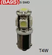 LED izzó BA9S T4W 12V (5smd - fehér) 2db