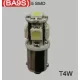 LED izzó BA9S T4W 12V (5smd - fehér) 2db