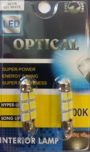 LED izzó szofita izzó 12V (6smd-fehér-36mm) 2db