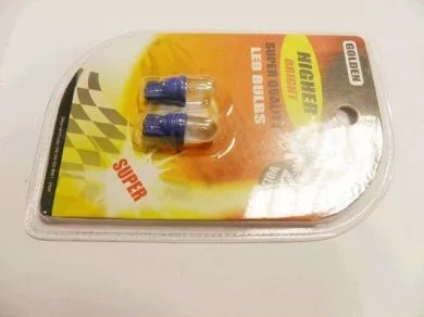 LEd izzó 24V/T10 2 LED kék (2db)