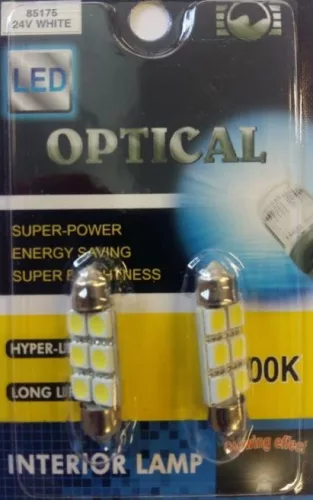LED izzó szofita izzó 24V (6smd-fehér-36mm) 2db