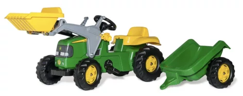 John Deere RollyKid homlokrakodóval és pótkocsival