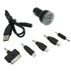 Telefon töltő szett 2xUSB, 7 féle