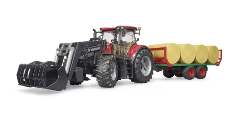 Case IH Optum 300 CVX homlokrakodóval és pótkocsival