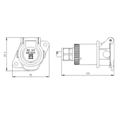 Elektromos aljzat ABS/EBS 7p csav.