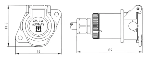 Elektromos aljzat ABS/EBS 7p csav.