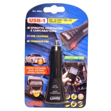 USB telefontöltő 12/24V max 500mA