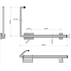 Pótkocsi ajtókitámasztó 475mm