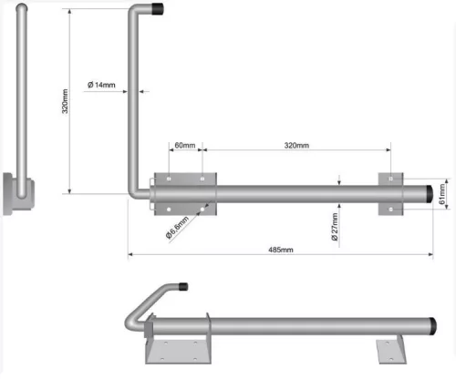 Pótkocsi ajtókitámasztó 475mm