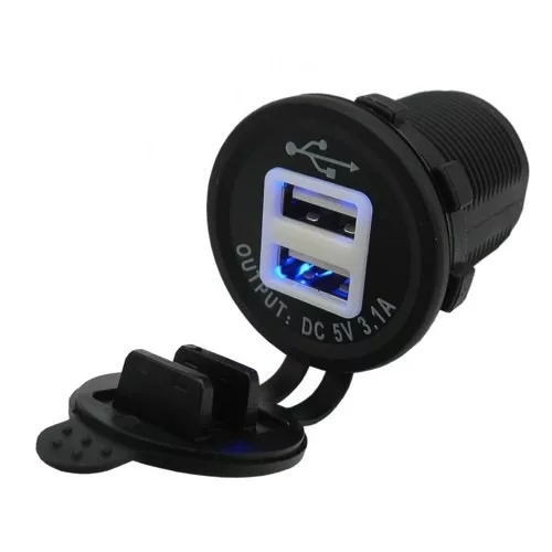 Szivargyújtó töltő 2xUSB, 12-24V, 3100mA