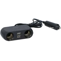 Szivargyújtó elosztó 12/24V 2x aljzat + 2x USB 2.4A