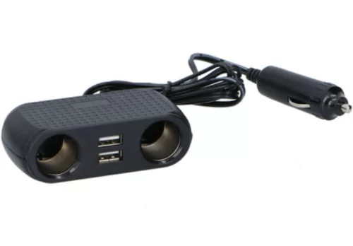 Szivargyújtó elosztó 12/24V 2x aljzat + 2x USB 2.4A