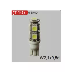 LED izzó T10 12V (9smd-fehér) 2db