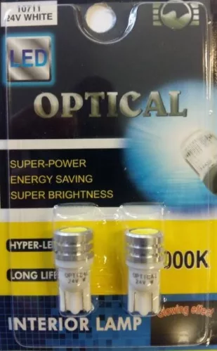 LED izzó T10 12/24V (1smd extra erős-fehér) 2db